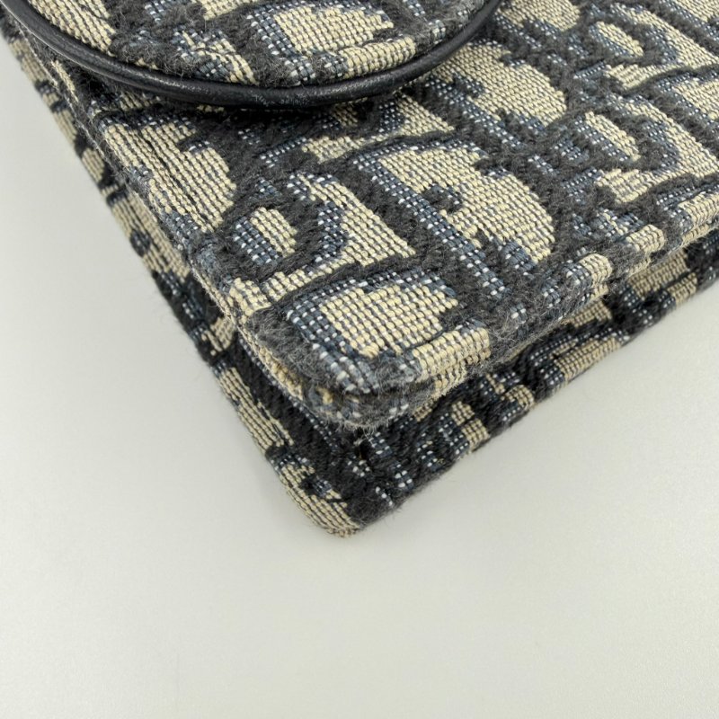 DIOR - 藍色緹花Saddle Oblique woc-6