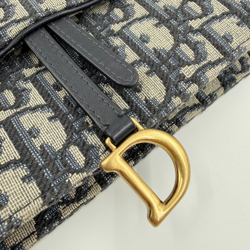DIOR - 藍色緹花Saddle Oblique woc-12