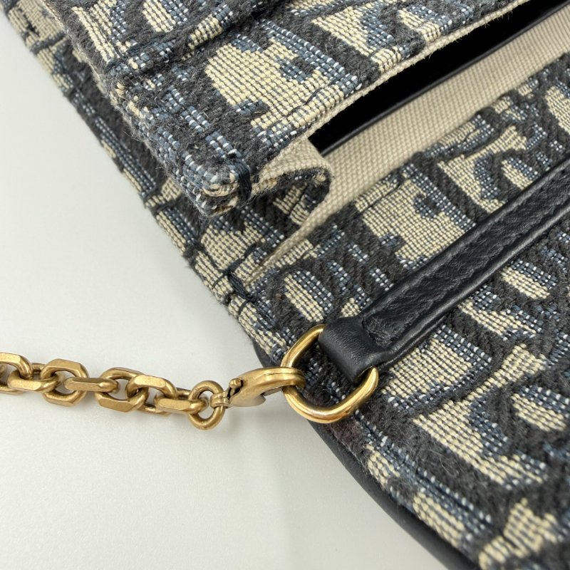 DIOR - 藍色緹花Saddle Oblique woc-16