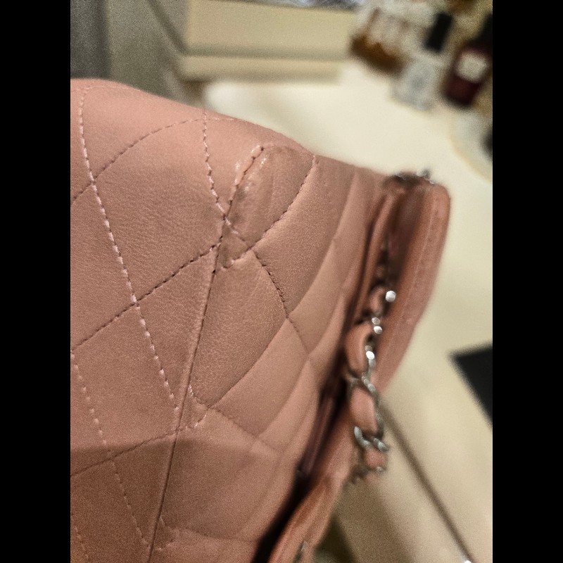 Chanel 經典銀扣淡粉紅雙蓋CF-30