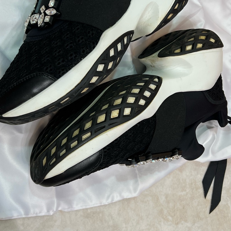 Roger Vivier 鑽扣增高球鞋 黑色-4