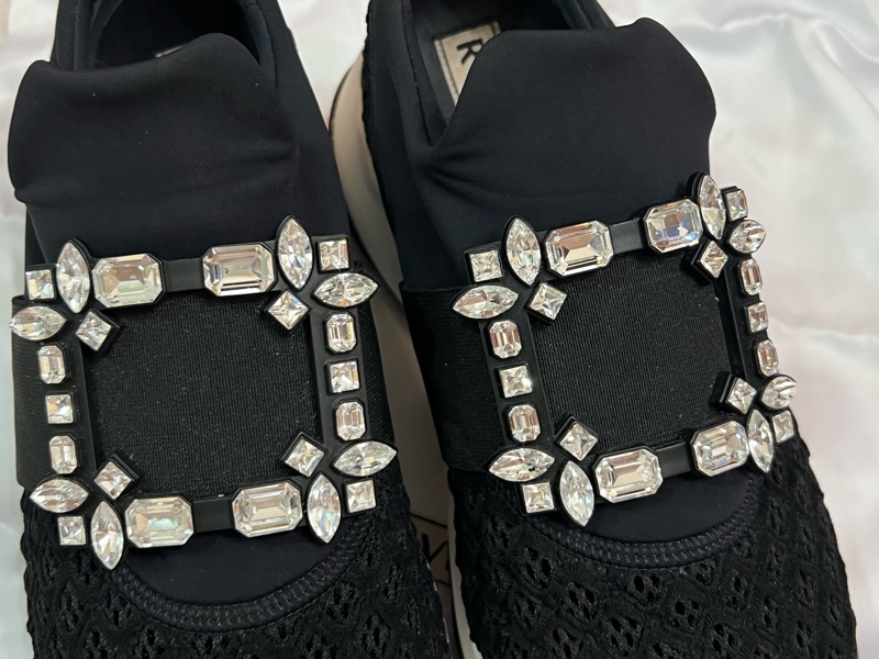 Roger Vivier 鑽扣增高球鞋 黑色-5