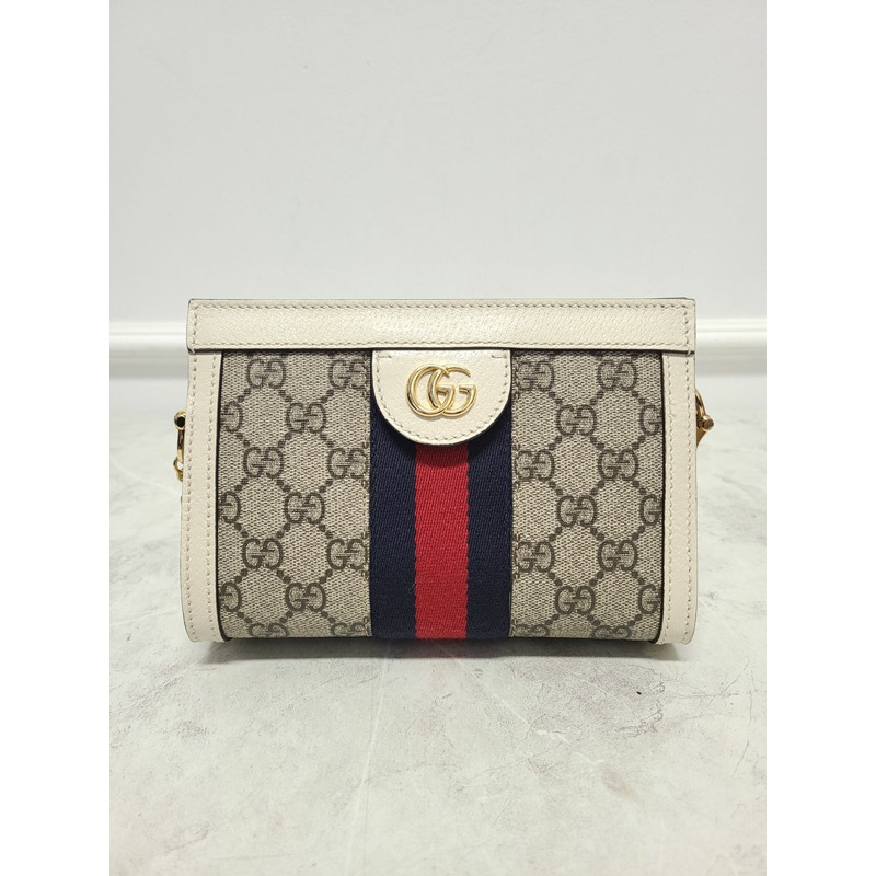 【包稅】GUCCI 白色 Ophidia GG 迷你鏈條單肩包-0