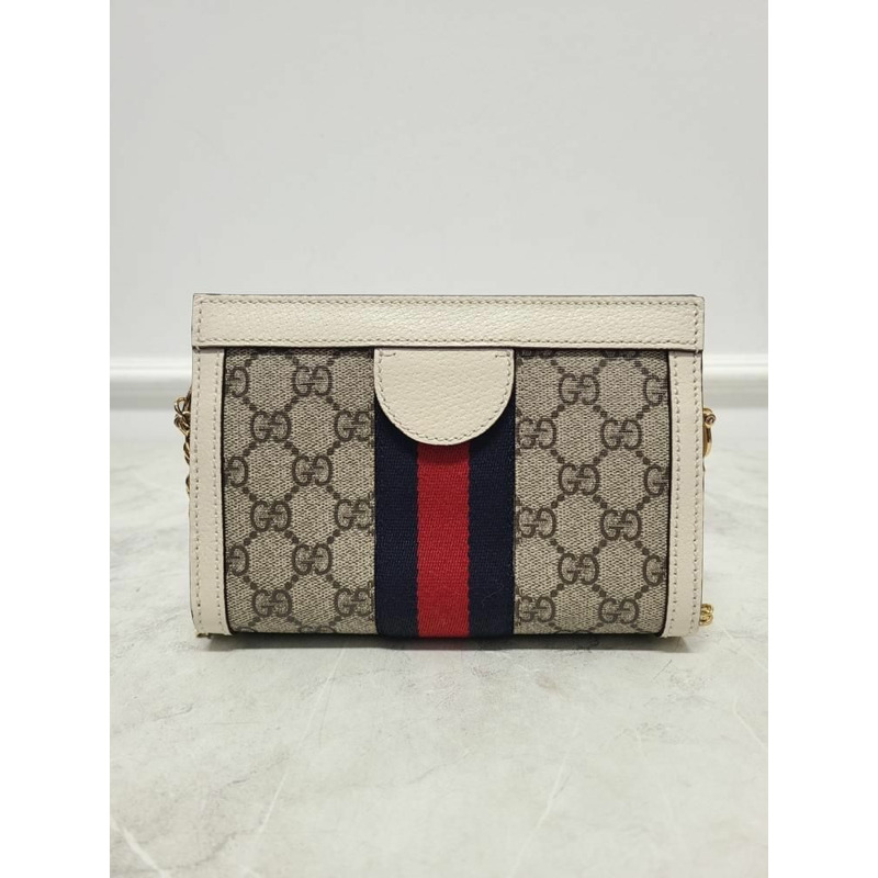 【包稅】GUCCI 白色 Ophidia GG 迷你鏈條單肩包-4
