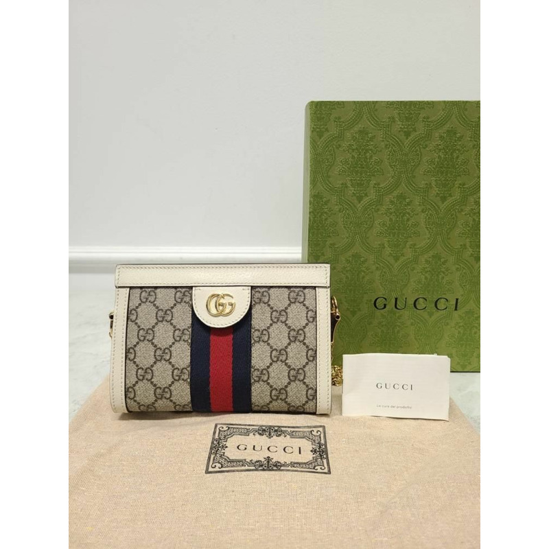 【包稅】GUCCI 白色 Ophidia GG 迷你鏈條單肩包-6