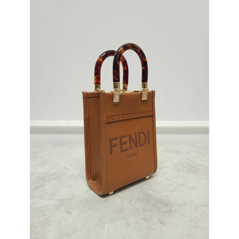 【包稅】FENDI Brown Sunshine Roma 字母標誌迷你購物袋-1