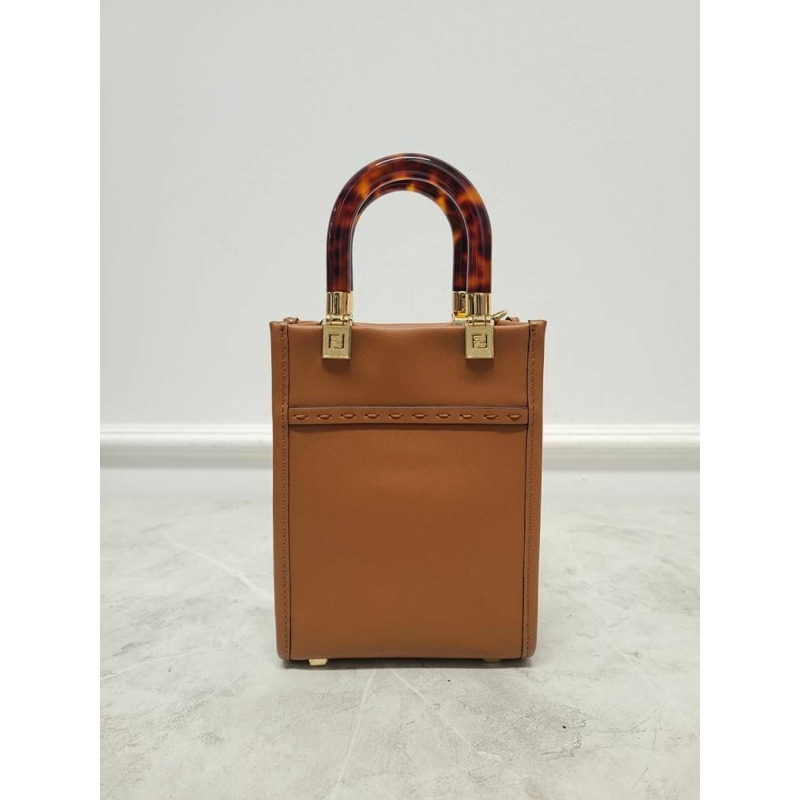 【包稅】FENDI Brown Sunshine Roma 字母標誌迷你購物袋-4