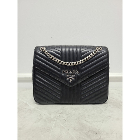 【包稅】PRADA 黑色圖解軟鏈單肩包