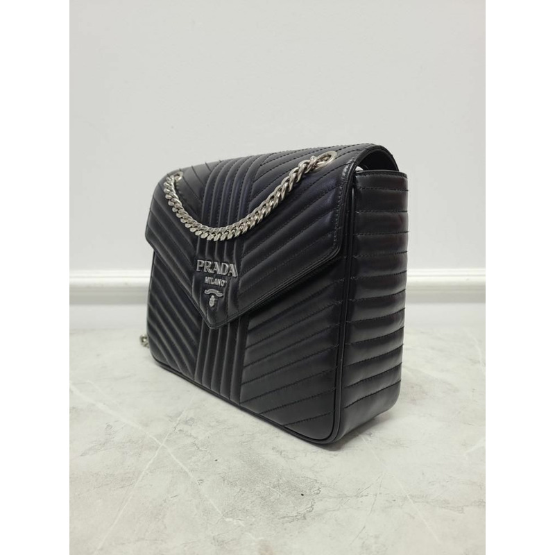 【包稅】PRADA 黑色圖解軟鏈單肩包-1