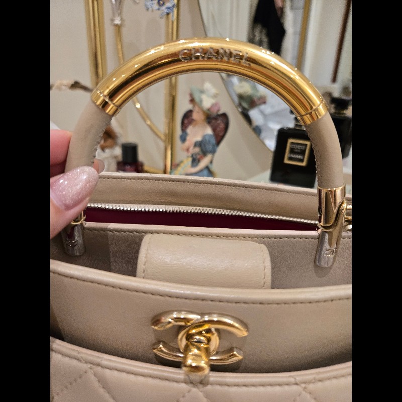 Chanel 香奈兒 米色手腕肩背2用包-2