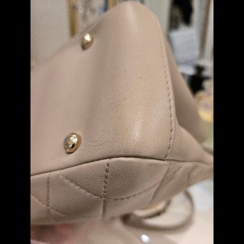 Chanel 香奈兒 米色手腕肩背2用包-9