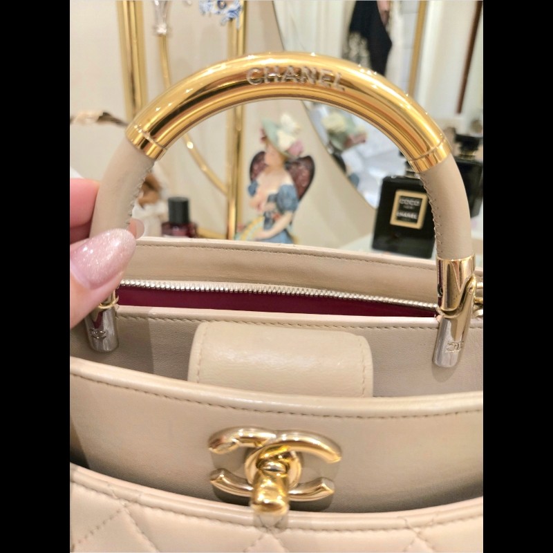 Chanel 香奈兒 米色手腕肩背2用包-2