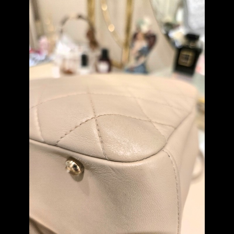 Chanel 香奈兒 米色手腕肩背2用包-7