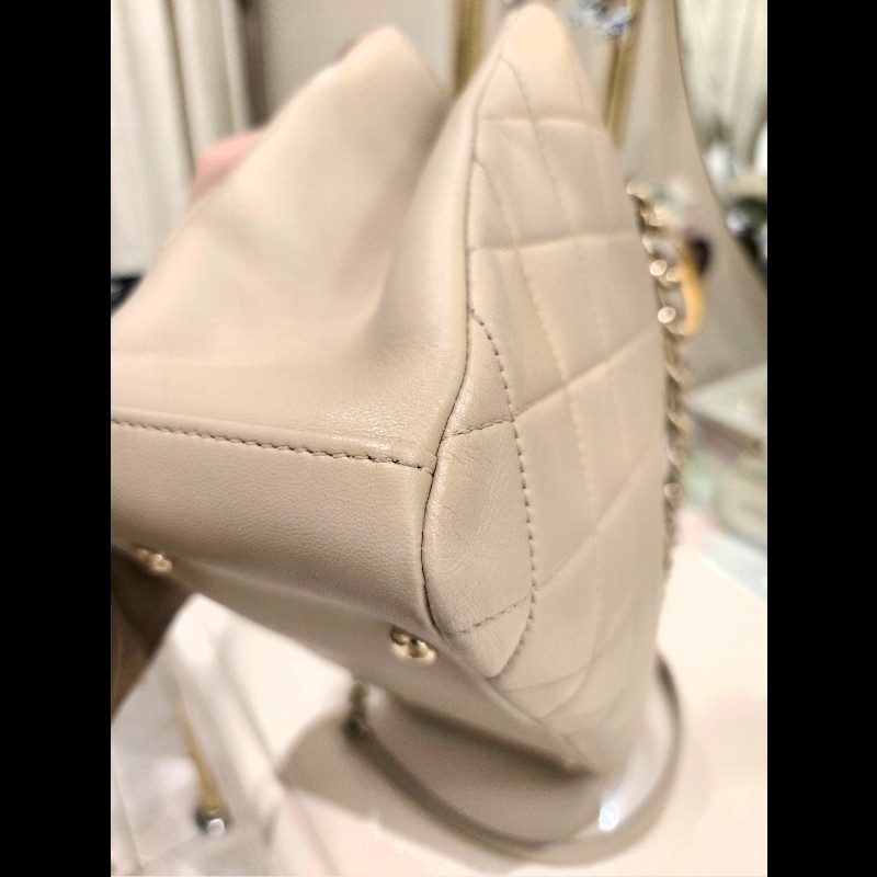 Chanel 香奈兒 米色手腕肩背2用包-8