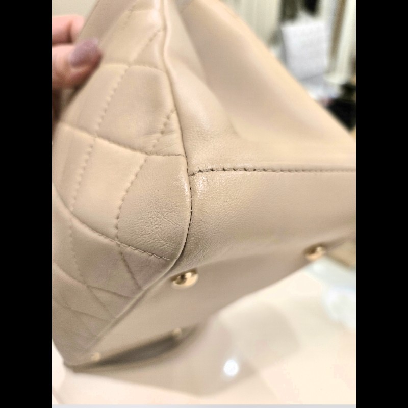 Chanel 香奈兒 米色手腕肩背2用包-9