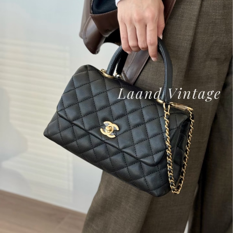 大全配🈶購證❤️香奈兒 #荔枝皮 #黑金 #coco #handle 小號-1