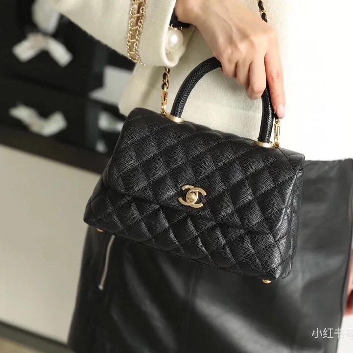 大全配🈶購證❤️香奈兒 #荔枝皮 #黑金 #coco #handle 小號-6