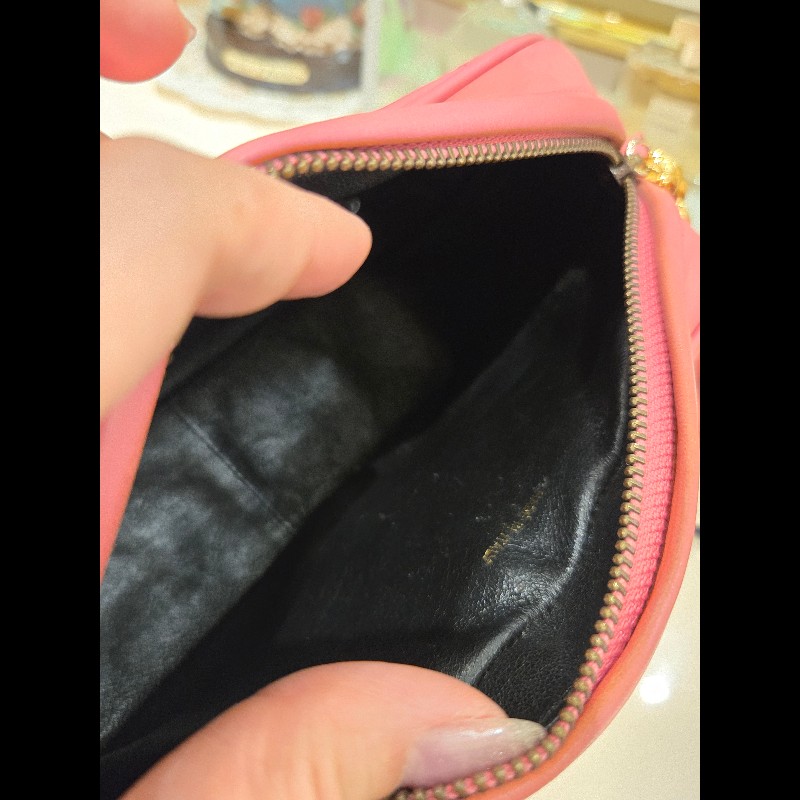 Chanel 小羊皮 鮭魚粉古董相機包-7