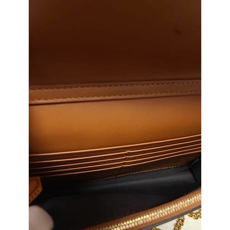 【包稅】FENDI 棕色皮革羅馬鏈條錢包迷你包-4