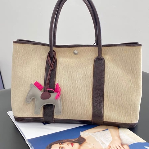 HERMES花園36帆布拼皮