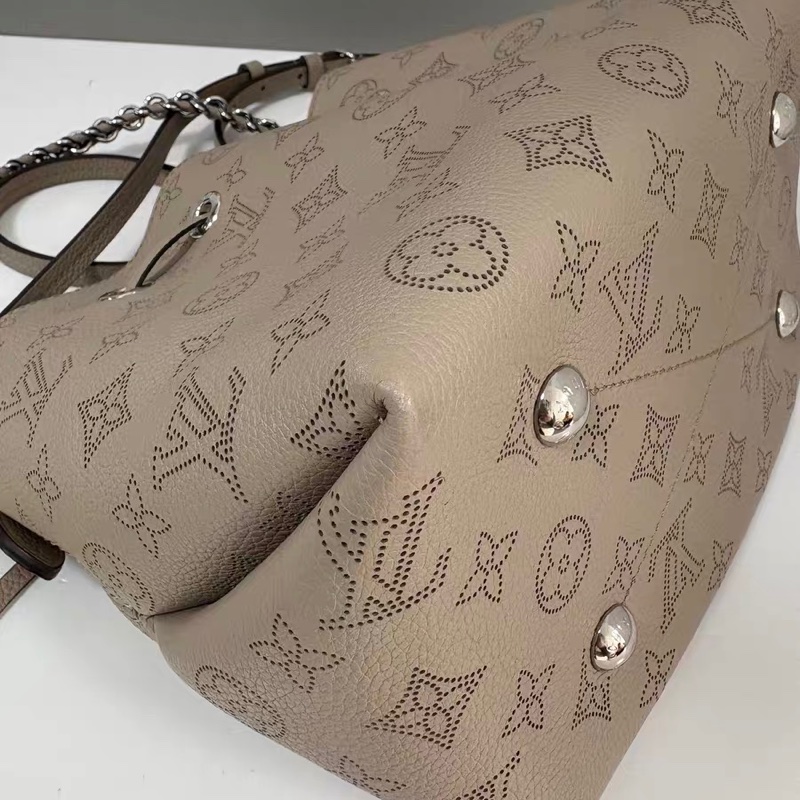 【98新 ✨ 全網最低價！】LV bella月光女神 鏤空水桶包 大象灰 牛皮 缺少零錢包-7