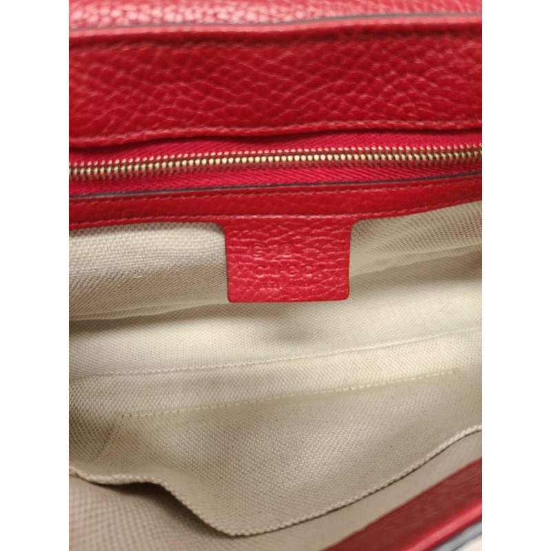 【包稅】GUCCI 紅色 Soho 流蘇皮革鏈條斜背包-4