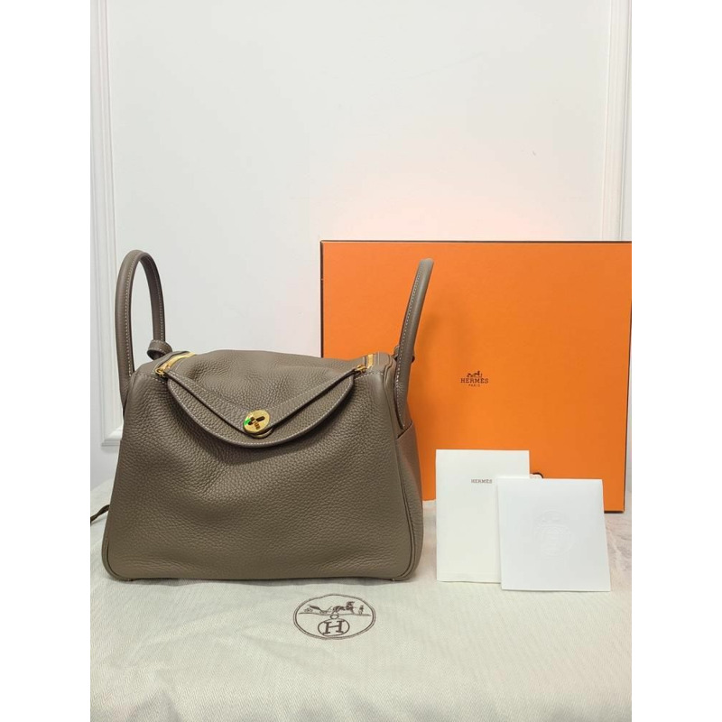 【包稅】HERMES 灰褐色金 Lindy 30 單肩包 U 印章-6