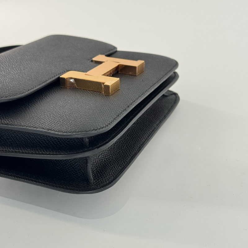 99新閑置品Hermes constance mini愛馬仕康康19 黑色金扣 Ep皮-5