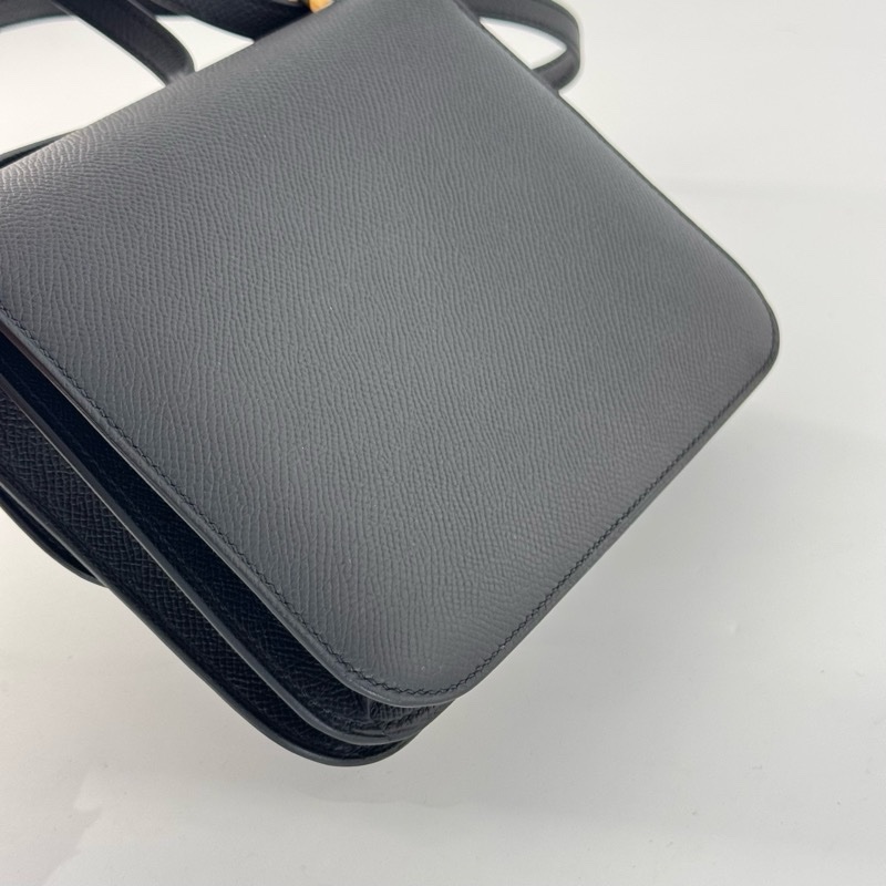 99新閑置品Hermes constance mini愛馬仕康康19 黑色金扣 Ep皮-9