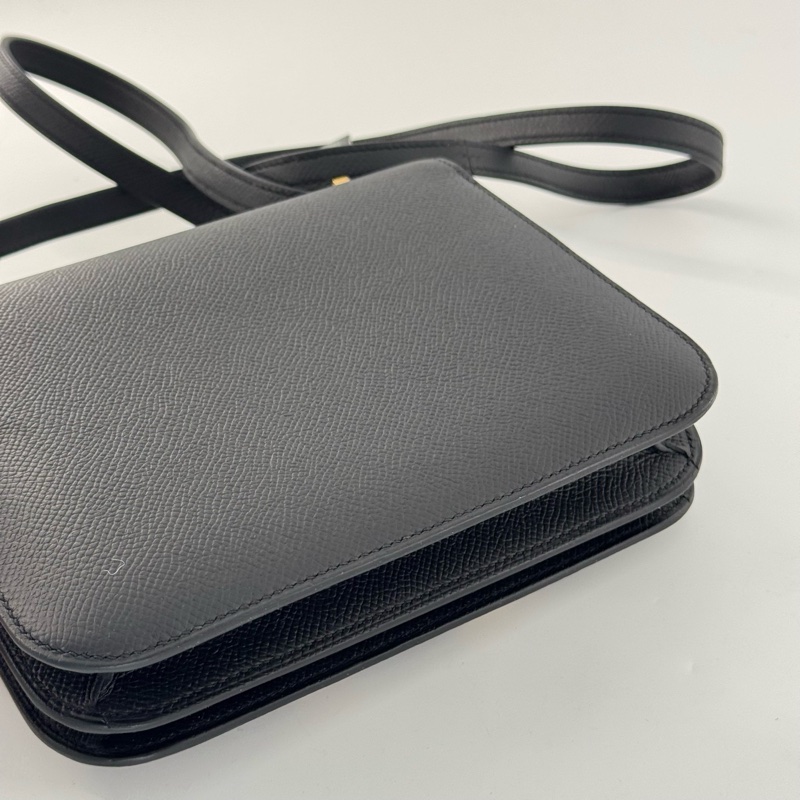 99新閑置品Hermes constance mini愛馬仕康康19 黑色金扣 Ep皮-11