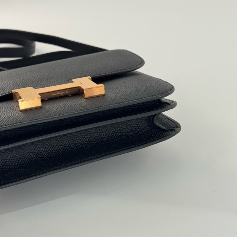 99新閑置品Hermes constance mini愛馬仕康康19 黑色金扣 Ep皮-12