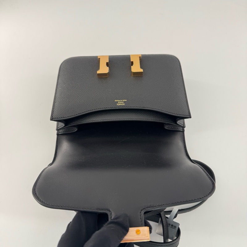 99新閑置品Hermes constance mini愛馬仕康康19 黑色金扣 Ep皮-14