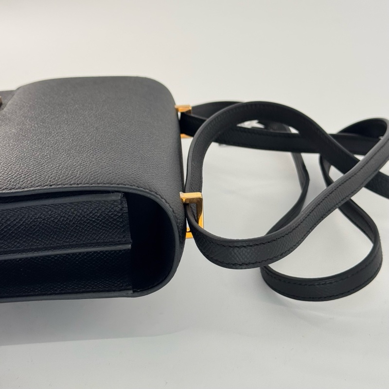 99新閑置品Hermes constance mini愛馬仕康康19 黑色金扣 Ep皮-16
