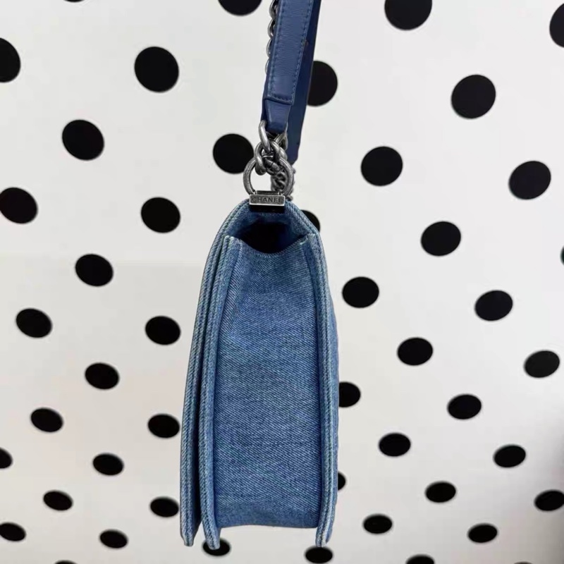 Chanel • Le Boy Xxl 稀有丹寧牛仔銀釦翻蓋鏈條包 機場包-4