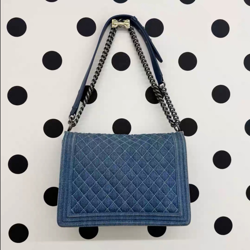 Chanel • Le Boy Xxl 稀有丹寧牛仔銀釦翻蓋鏈條包 機場包-5