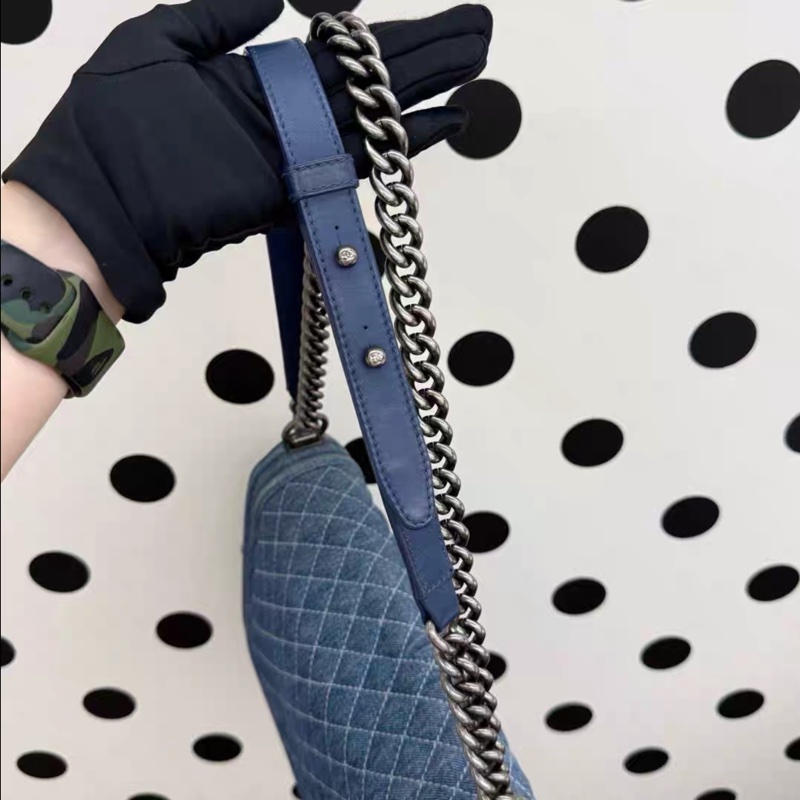 Chanel • Le Boy Xxl 稀有丹寧牛仔銀釦翻蓋鏈條包 機場包-6