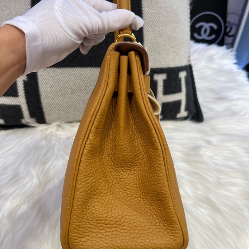 hermes 愛馬仕 Kelly28 芝麻色 金扣 togo Y 閒置-4