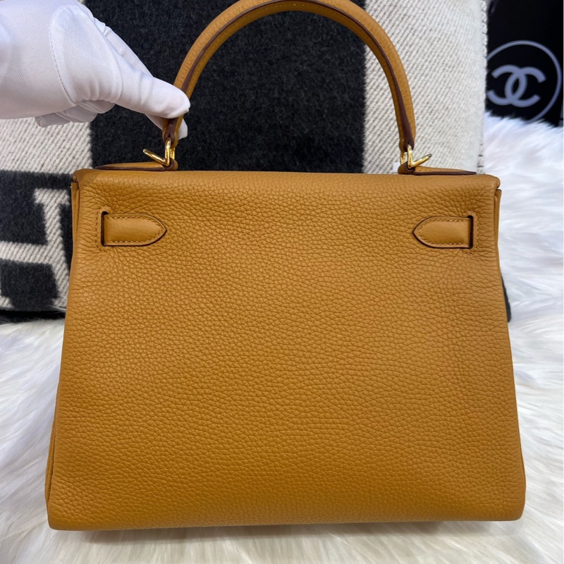 hermes 愛馬仕 Kelly28 芝麻色 金扣 togo Y 閒置-9