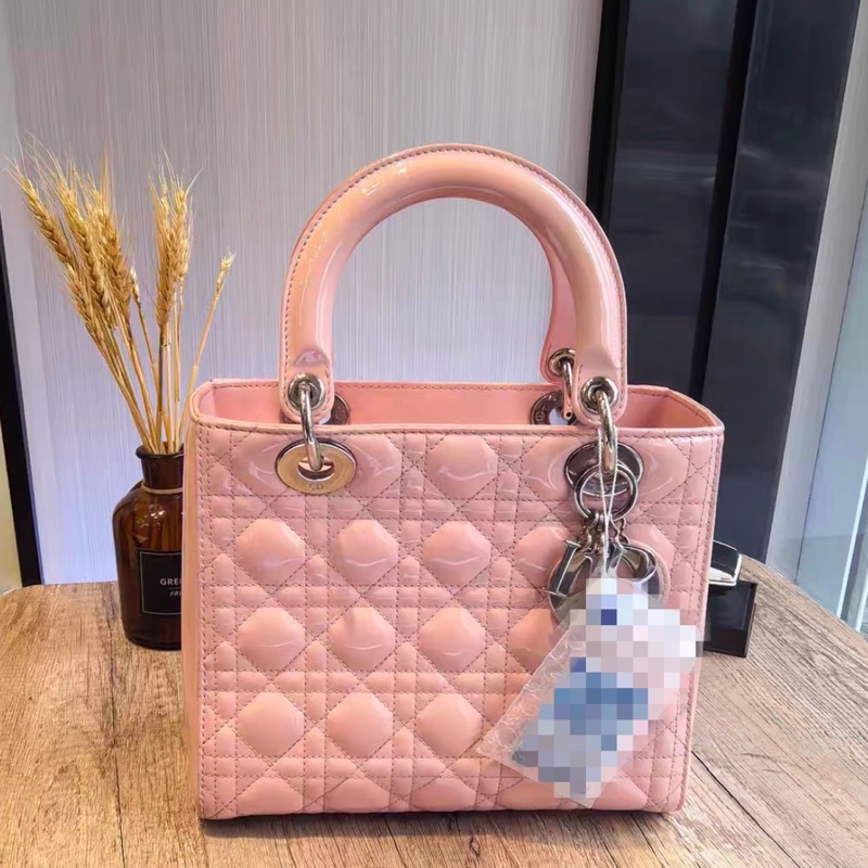【95%新✨全網最便宜】Dior 迪奥 Lady Dior 戴妃 漆皮五格羊 粉色-1