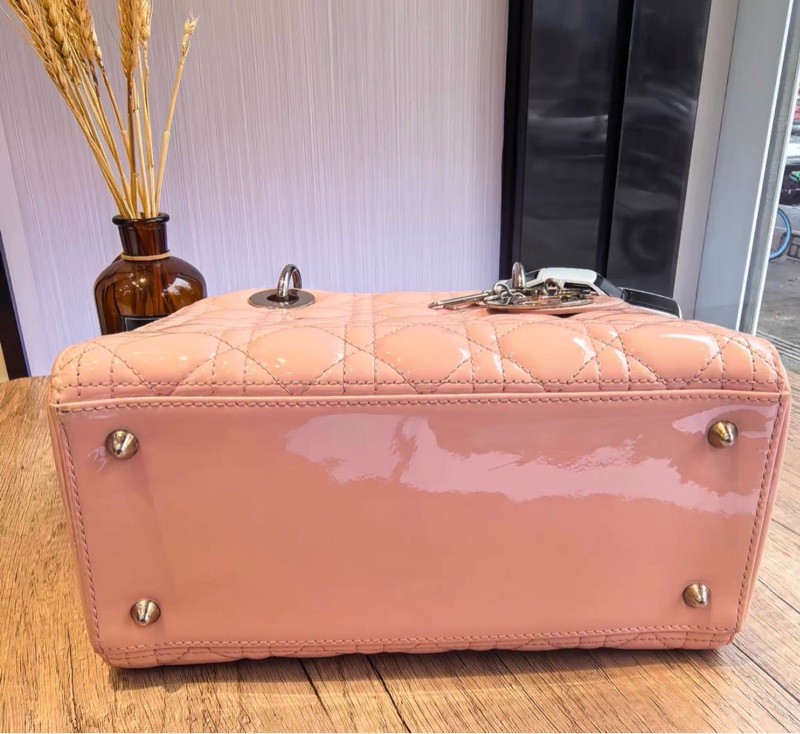 【95%新✨全網最便宜】Dior 迪奥 Lady Dior 戴妃 漆皮五格羊 粉色-3