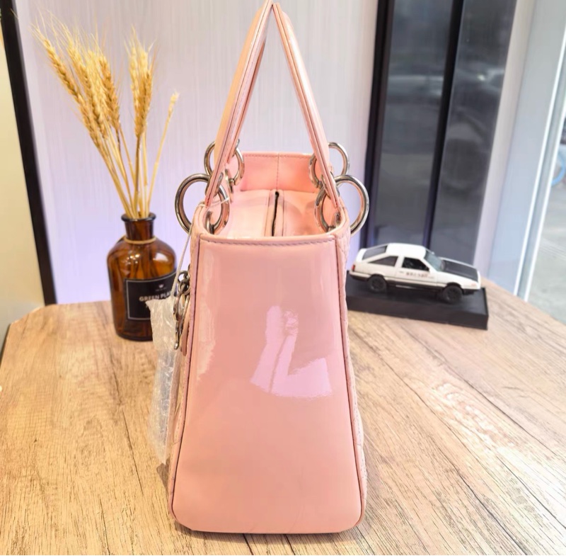 【95%新✨全網最便宜】Dior 迪奥 Lady Dior 戴妃 漆皮五格羊 粉色-4
