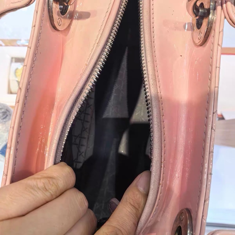 【95%新✨全網最便宜】Dior 迪奥 Lady Dior 戴妃 漆皮五格羊 粉色-5