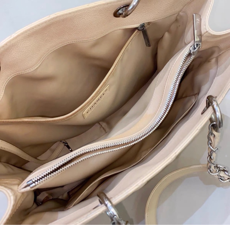 【96%新 ✨ 全網最低價！】香奈兒米色奶茶色荔枝紋GST托特包15開-5