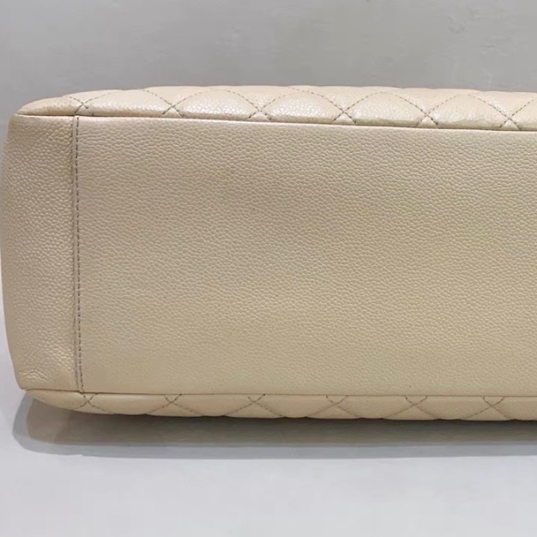 【96%新 ✨ 全網最低價！】香奈兒米色奶茶色荔枝紋GST托特包15開-6