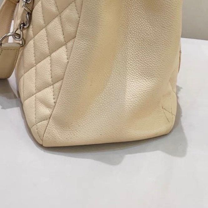 【96%新 ✨ 全網最低價！】香奈兒米色奶茶色荔枝紋GST托特包15開-9