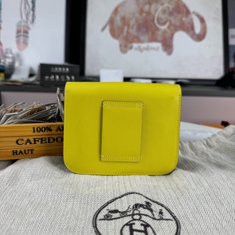 【99%新✨經典不過時】Hermès+愛馬仕 康康短夾 檸檬黃9R銀扣-1