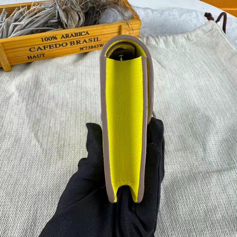 【99%新✨經典不過時】Hermès+愛馬仕 康康短夾 檸檬黃9R銀扣-2