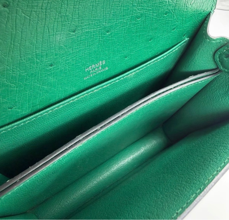 98新 Hermes mini  Roulis 18 U4絲絨綠銀扣 Roulis mini 豬鼻子包 鴕鳥皮 Stamp:C刻 配件：塵袋-3