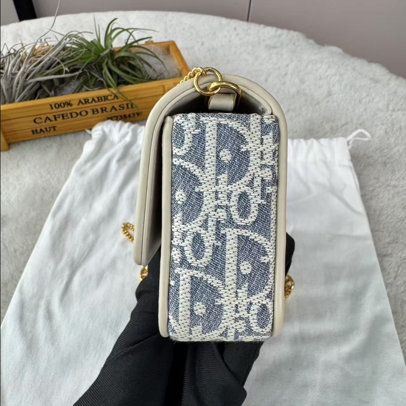 【99%新✨全網最低價】DIOR迪奧Miss Caro 格紋布印花鏈條 單肩包 小號-3