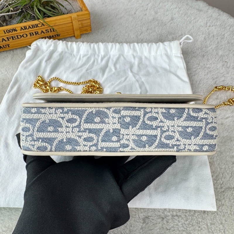 【99%新✨全網最低價】DIOR迪奧Miss Caro 格紋布印花鏈條 單肩包 小號-5